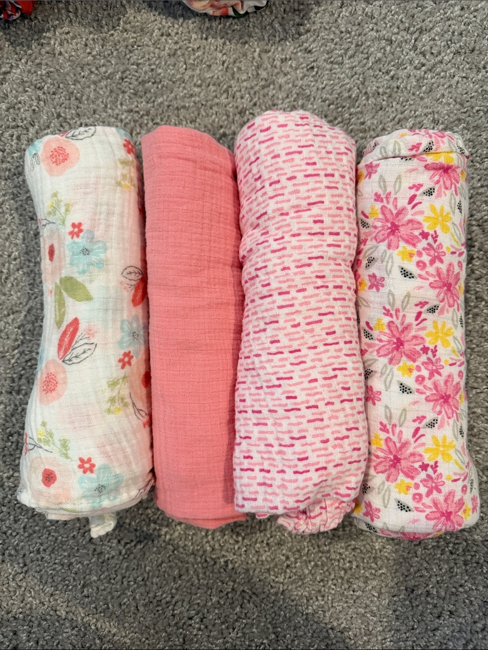 chick pea Floral & Coral Pink Muslin Swaddle